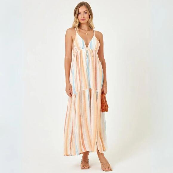 L*Space Victoria Dress Sunset Skies Stripe Size Small Resortcore Effortless Boho - Picture 2 of 9